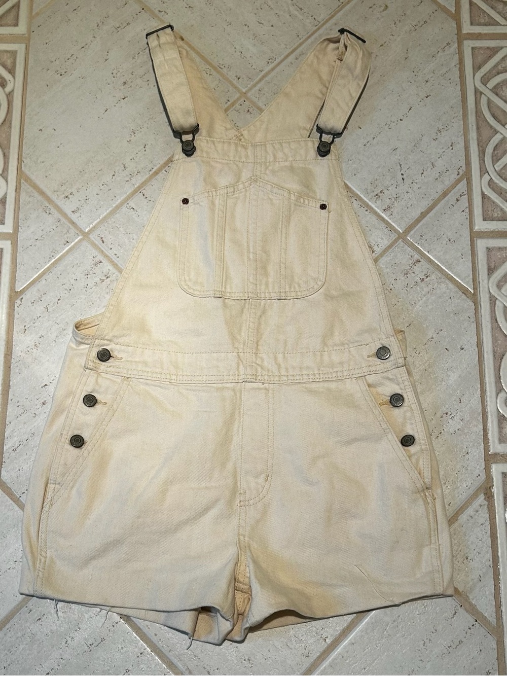 Old Navy Cream Short Overalls